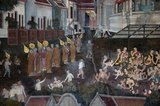 Wat Ratchapradit (Rajapradit) was constructed in the mid-19th century during the reign of King Mongkut (Rama IV). Many of the murals in the main viharn portray Thai ceremonies and festivals that take place during the year and were painted in the late-19th century.