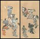 Japan: Two groups of men and women dancing. 17th century.