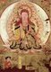 China: The bodhisattva Ksitigarbha, identified by patched robe and shaven head. Mogao Caves, Dunhuang, 9th century