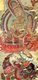 China: The bodhisattva Manjusri shown riding a lion. Mogao Caves, Dunhuang, 8th-9th century